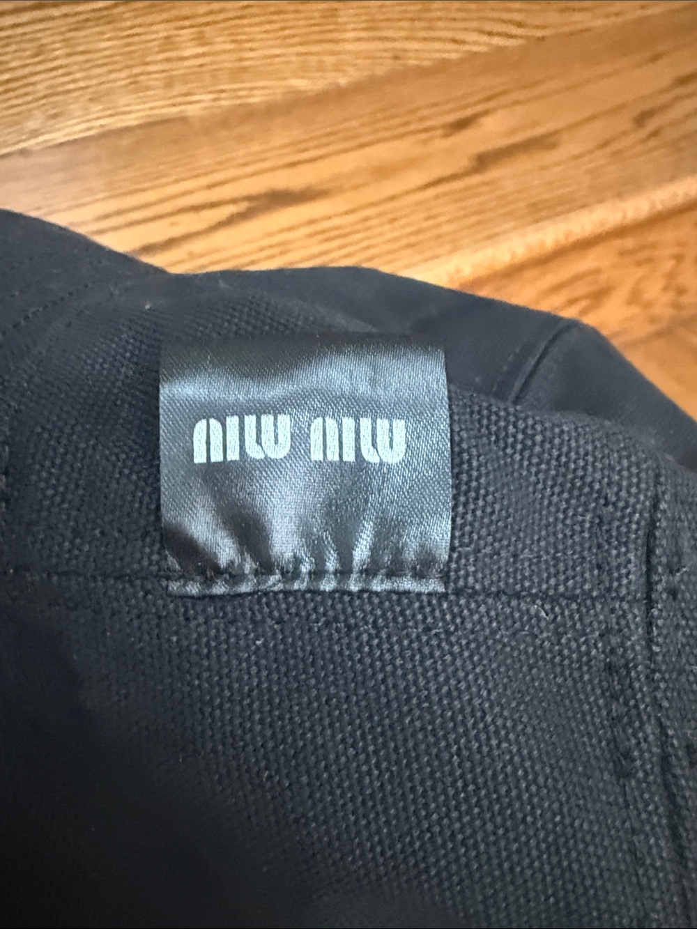 Miu Miu Navy and White Striped Bucket Hat with Embroidered Monogram - Picture 7 of 7